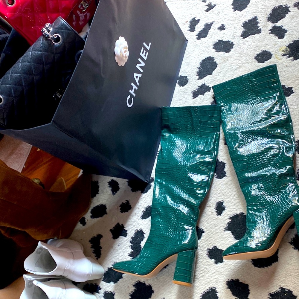 Hunter green mock croc 🐊 boots sexy green 7